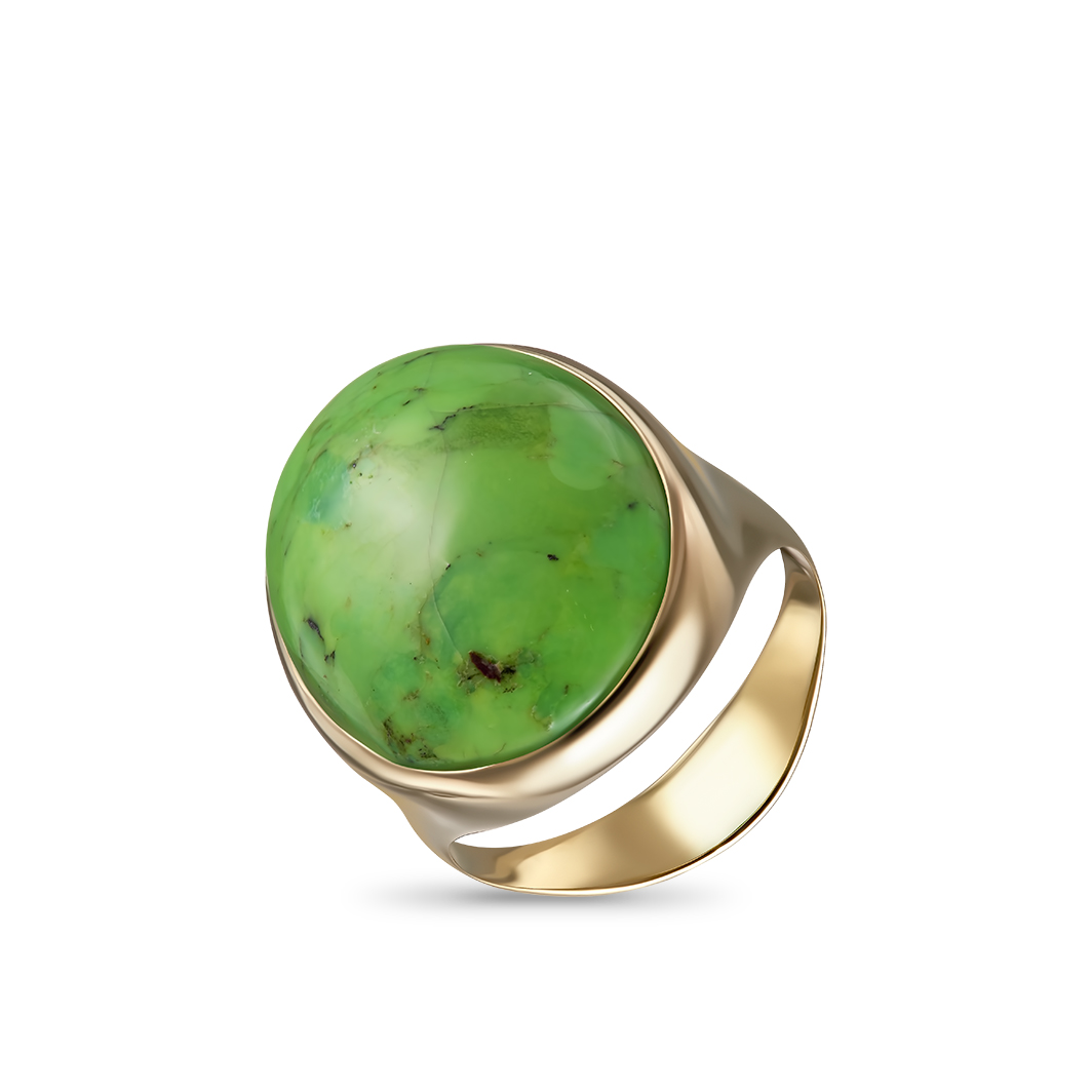 Кольцо с зеленой бирюзой 