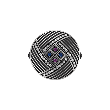 Кольцо с сапфирами, рубинамии бриллиантами