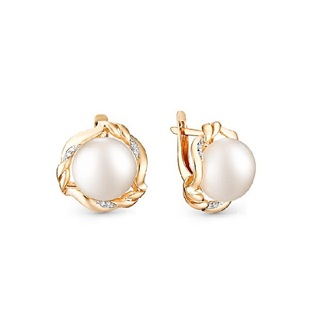 Серьги с жемчуг культив, фианит 32395A1 