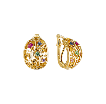 Серьги с изумрудами, рубинами и сапфирами 