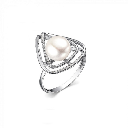 Кольцо c жемчуг культив, фианит 92136П001-4495