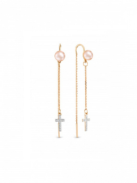 Серьги с жемчуг культив, фианит 32545A3 