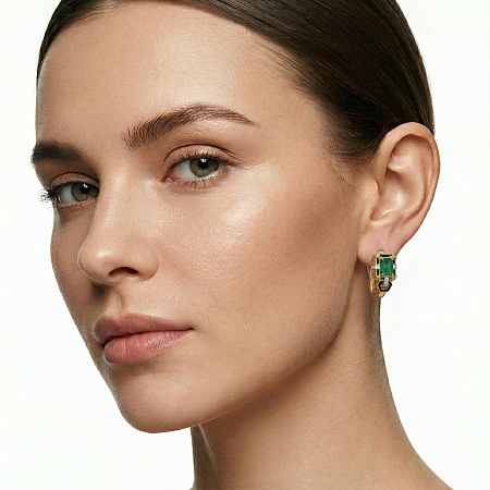 Серьги с изумрудами, бриллиантами и эмалью 53200Д001-010353