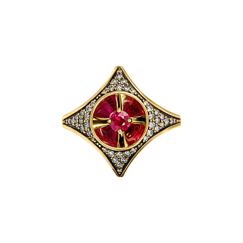 Кольцо с рубином и бриллиантами 