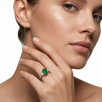 Кольцо с изумрудом и бриллиантами