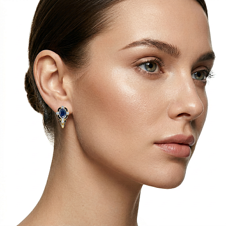 Серьги с сапфирами, бриллиантами и эмалью 53200Д002-0102