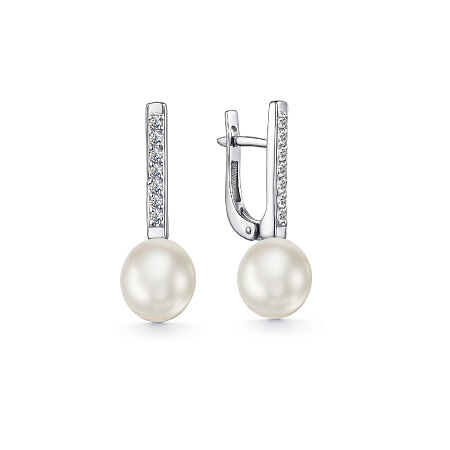 Серьги c жемчуг культив, фианит 92236П002-4495