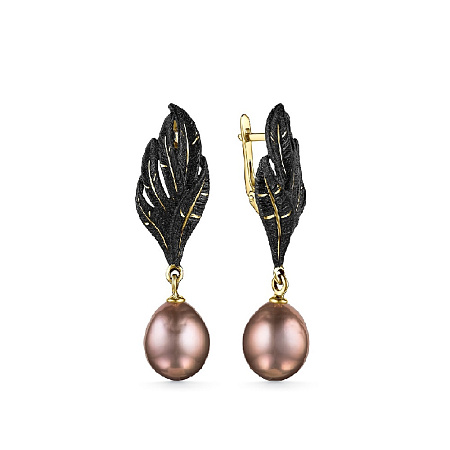 Серьги c жемчуг культ.барокко, эмаль 93236П002-5395