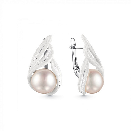 Серьги c жемчуг культив, эмаль 92236П002-5395