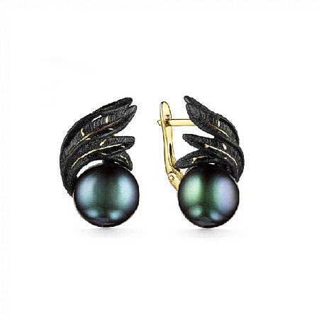 Серьги c жемчуг культив, эмаль 93236П003-5395