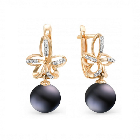 Серьги с жемчуг культив, фианит 32057A2 